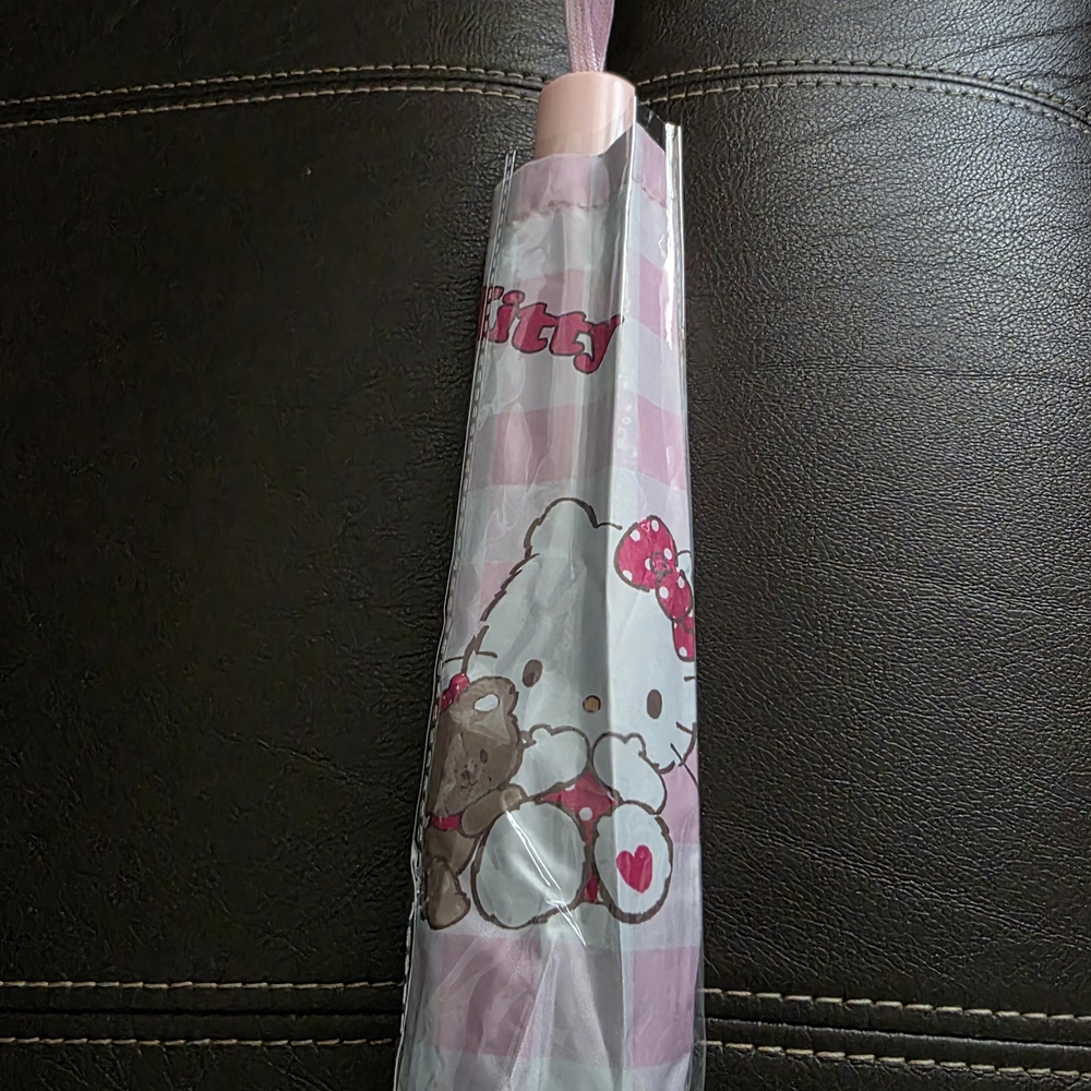 Hello Kitty Pink and White Striped Kids Umbrella